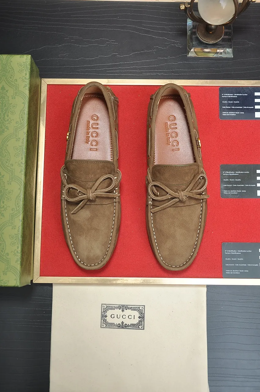 Men's Men's Shoes💰420💶【GUCCI】 (High-end Niuli) New 🍀Gucci*——Gucci Doudou Shoes! Made of imported original cowhide, the inner top layer is comfortable cowhide lining! Original wear-resistant rubber outsole! High quality products! Code number 38-44!